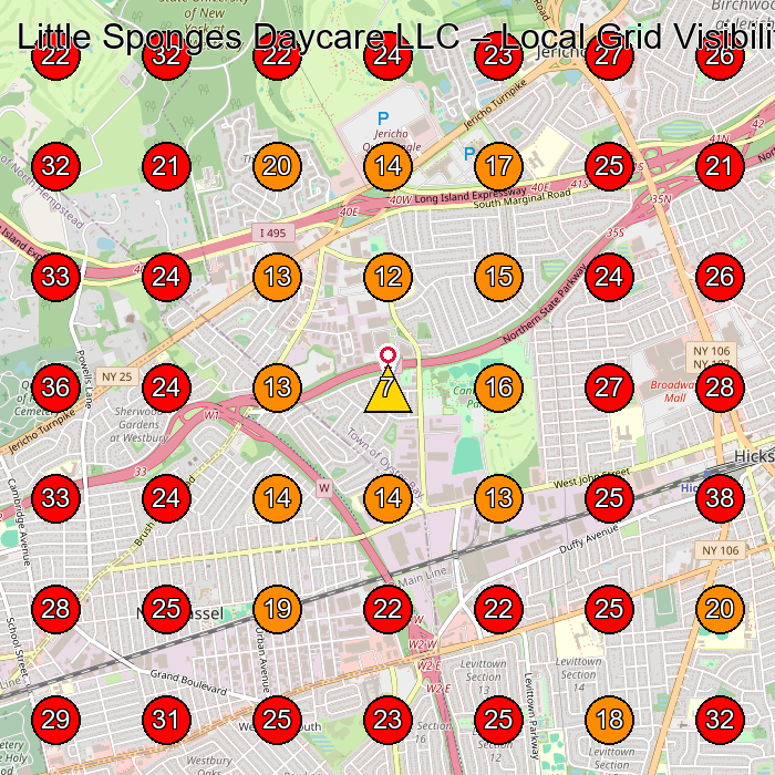 Little Sponges Daycare LLC GeoGrid visibility map for Day Care Center in Westbury